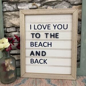 #52 I Love You To The Beach Back Letter Wall Decor Art Picture Plaque Wood Frame